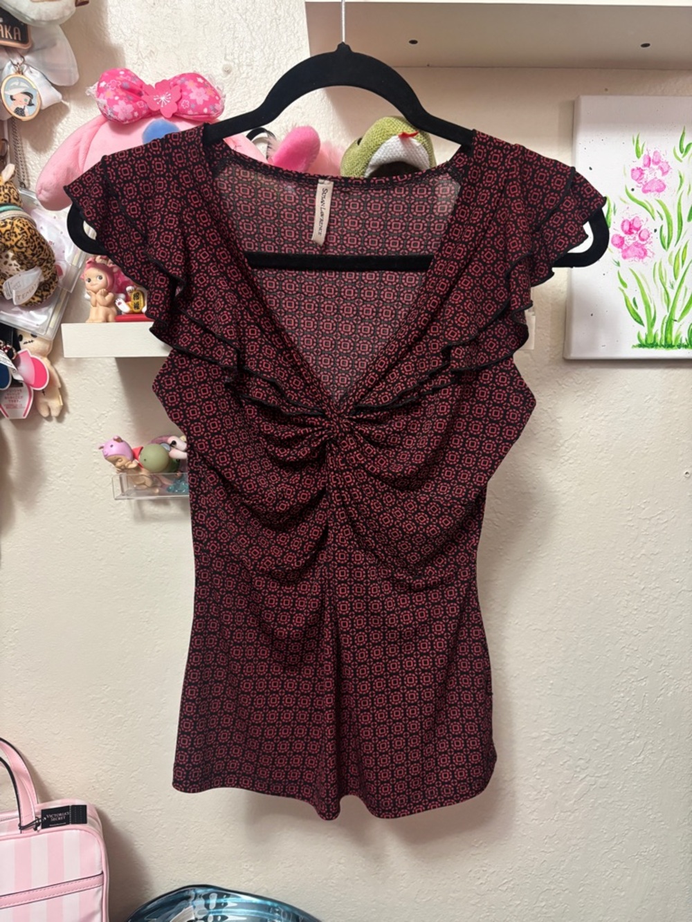 y2k Susan Lawrence Ruffle Short Sleeve Flutter Size Small